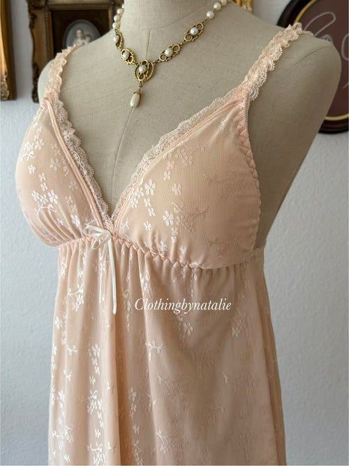 Soft Orange Mesh Nightgown Set size S/M