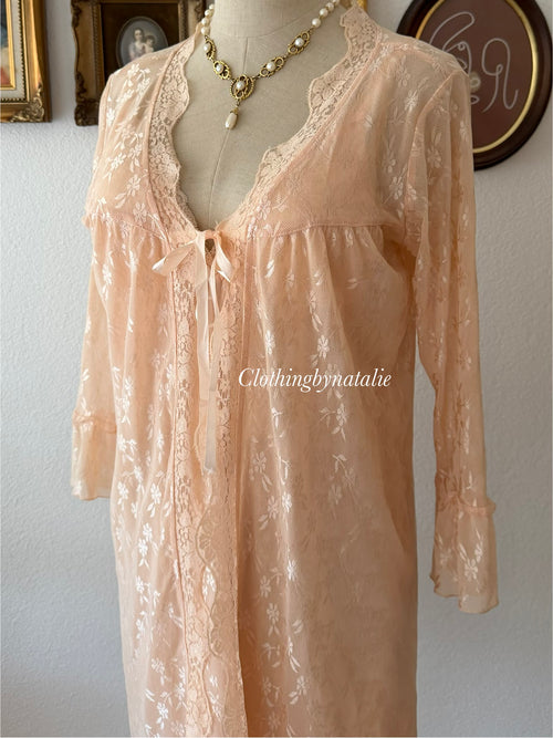 Soft Orange Mesh Nightgown Set size S/M