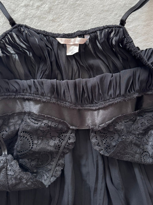 Victoria’s Secret Black Pleated Chiffon Babydoll size M