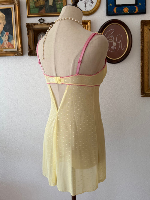 Yellow Mesh Bustier Mini Dress size M
