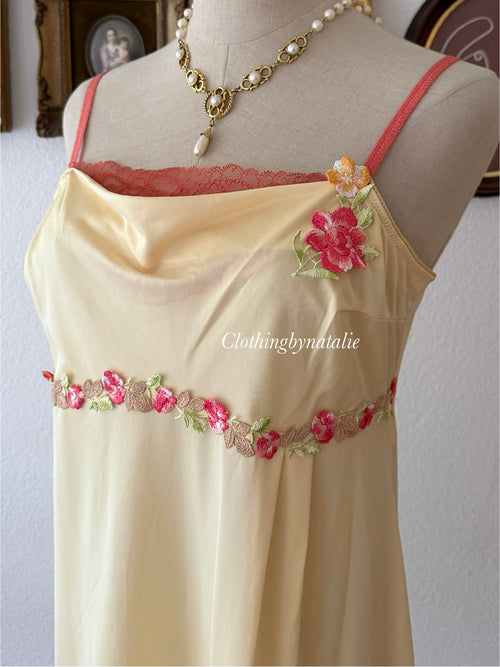 Coquette Yellow Nylon Slip Size M