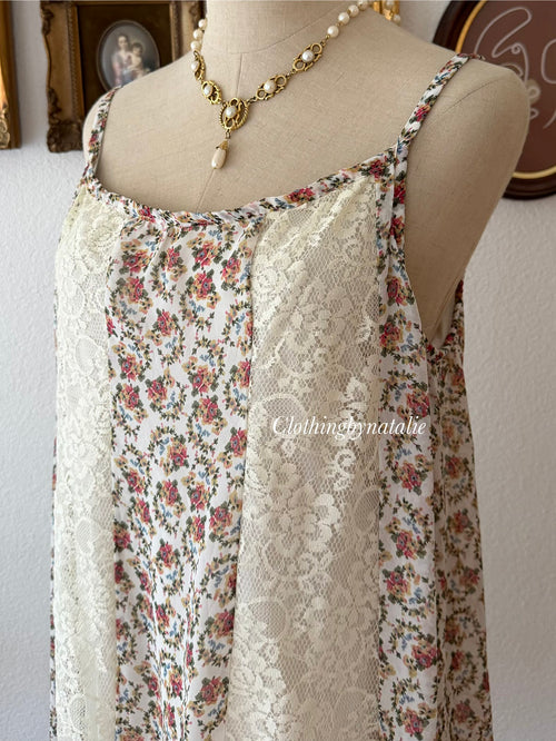 Floral Cream Babydoll Dress Size M