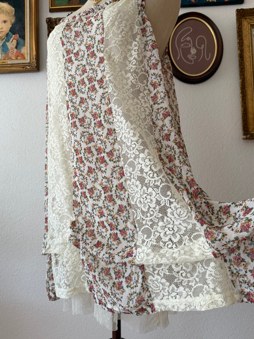 Floral Cream Babydoll Dress Size M