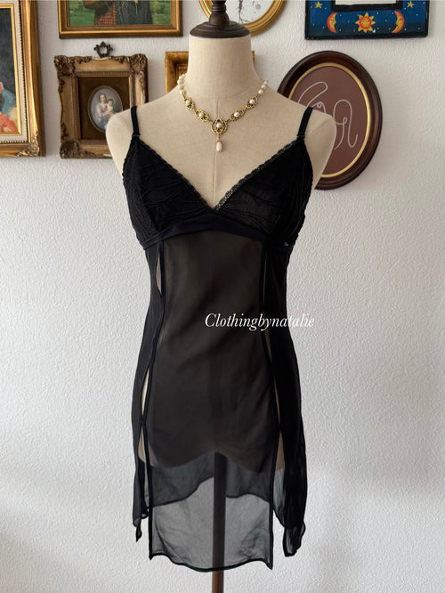 Black Sheer Mesh Slip Size S