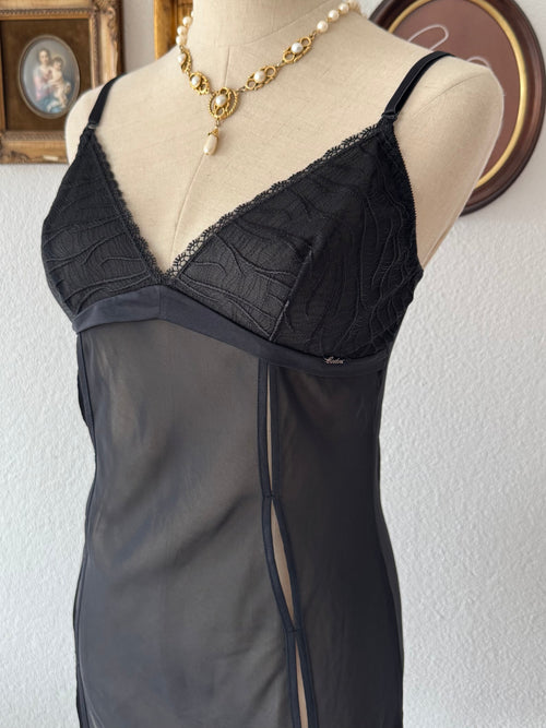 Black Sheer Mesh Slip Size S