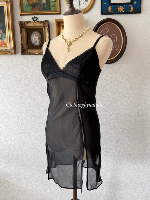 Black Sheer Mesh Slip Size S