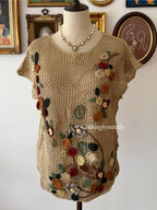 Boho Brown Knit Blouse Size M