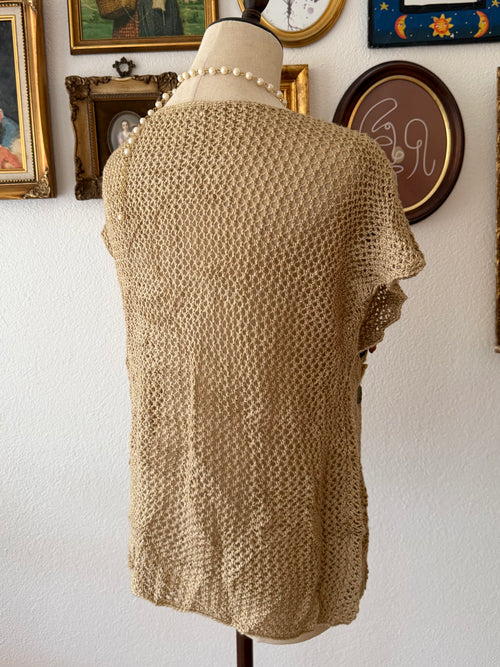 Boho Brown Knit Blouse Size M