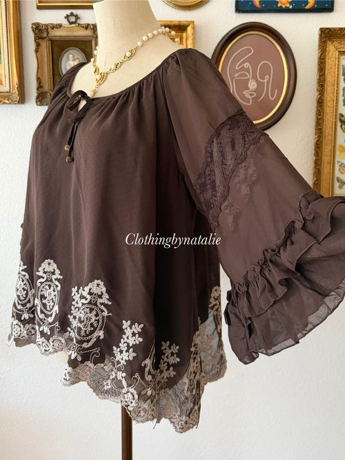 Brown Chiffon Blouse size S/small M