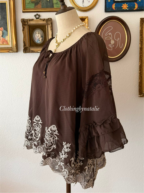 Brown Chiffon Blouse size S/small M