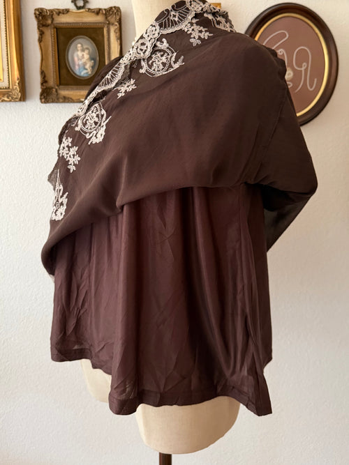 Brown Chiffon Blouse size S/small M