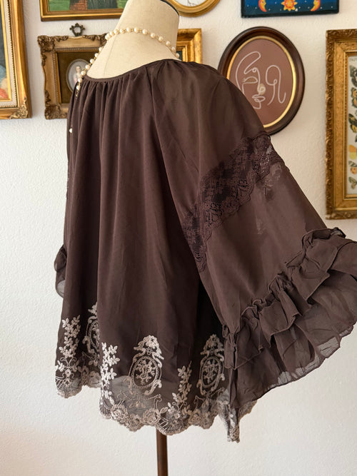 Brown Chiffon Blouse size S/small M