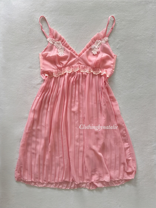 Pleated Pink Chiffon Babydoll Size S