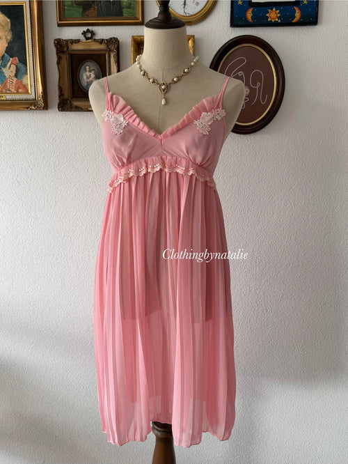 Pleated Pink Chiffon Babydoll Size S