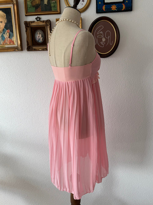 Pleated Pink Chiffon Babydoll Size S