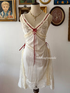 Cream Red Nylon Nightgown size S