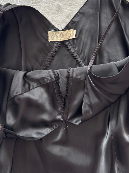 Barbizon Black Rayon-Nylon Nightgown Size M