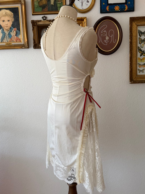 Cream Red Nylon Nightgown size S