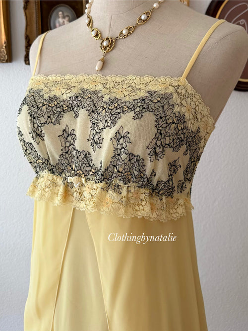 Yellow Black Chiffon Dress size S