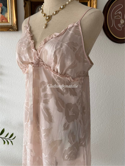 Nude Pink Brocade Slip size M