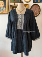 Green Cotton Plaid Blouse size M