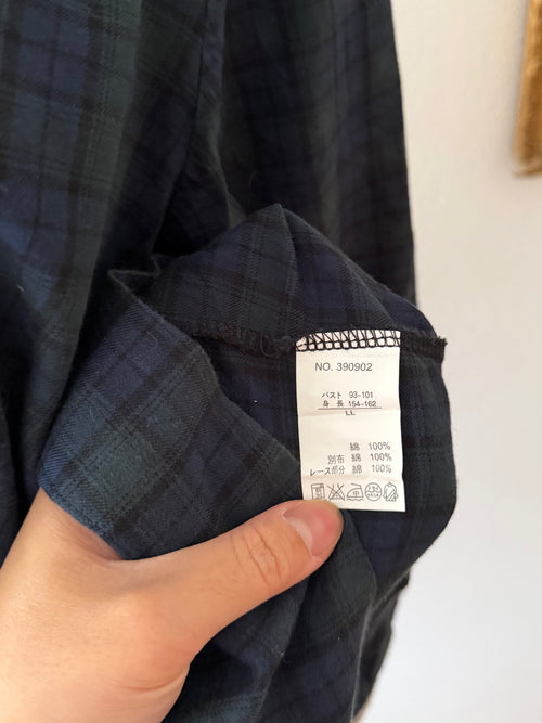 Green Cotton Plaid Blouse size M