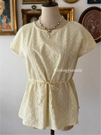 Eyelet Yellow Cotton Blouse size M