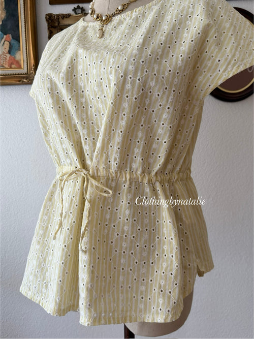Eyelet Yellow Cotton Blouse size M