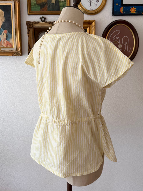 Eyelet Yellow Cotton Blouse size M