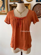 Orange Knit Blouse Size S/M