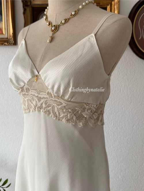White Chiffon Satin Slip Size S