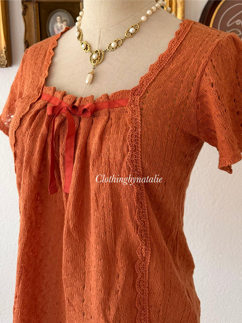 Orange Knit Blouse Size S/M