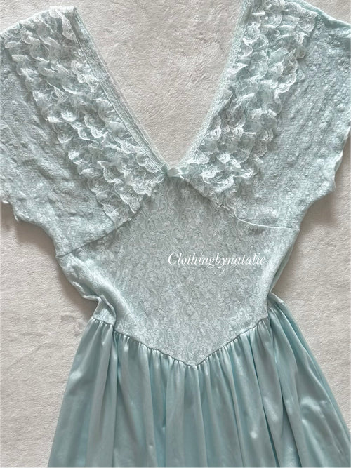 Beth Michaels Blue Nylon Maxi Nightgown size M