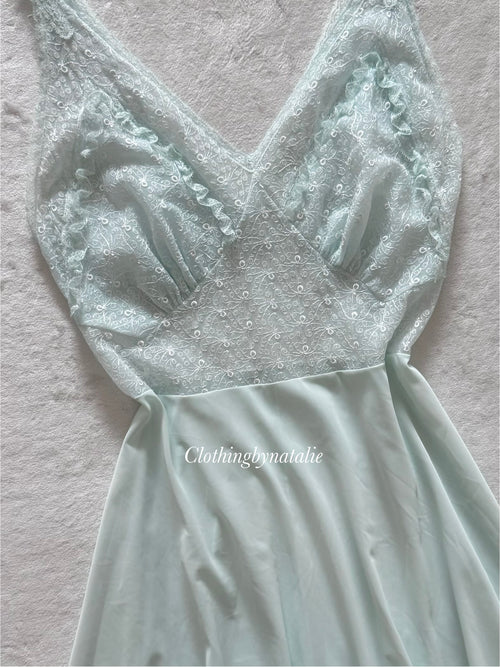 Vintage Luxite Blue Maxi Nightgown size S