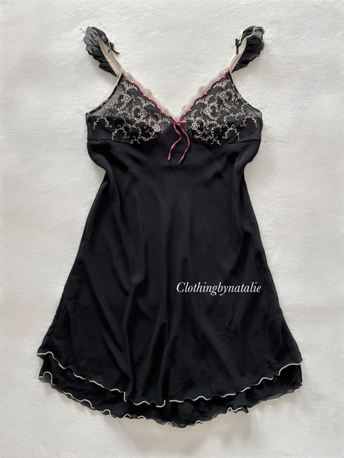 Whimsical Black Chiffon Babydoll size M