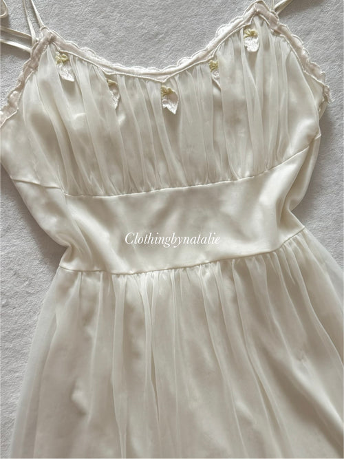 Vintage Beige Nylon Babydoll Gown size S