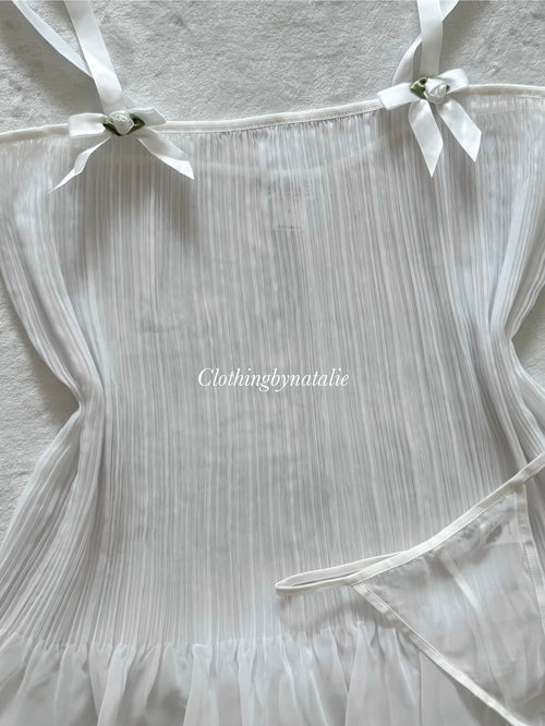 Papillon Pleated White Chiffon Babydoll size S/M