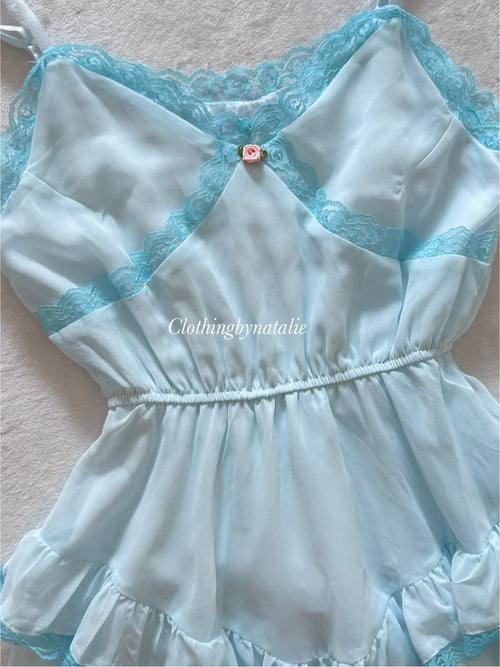 Butterfly Blue Chiffon Babydoll size S
