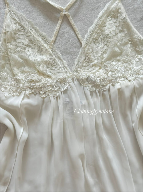 Linea Donatella White Chiffon Babydoll size M