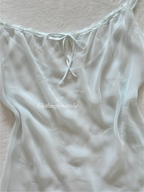 “Silk&Satin” Blue Chiffon Slip Dress Size S/M
