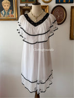 Black White Nylon Lace Nightgown size S/M