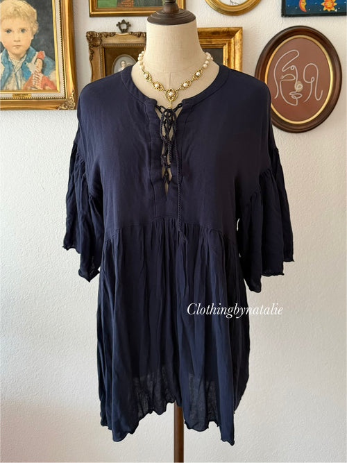 Navy Batwing Blouse Size M