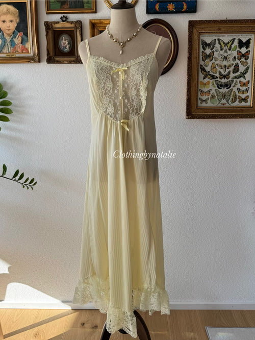 Bernette Yellow Nylon Maxi Nightgown Size S/M