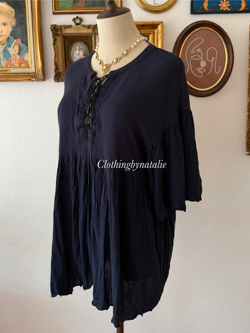 Navy Batwing Blouse Size M