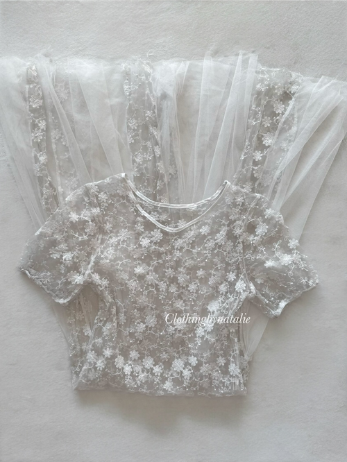 Embroidery White Sheer Beach Dress Size S