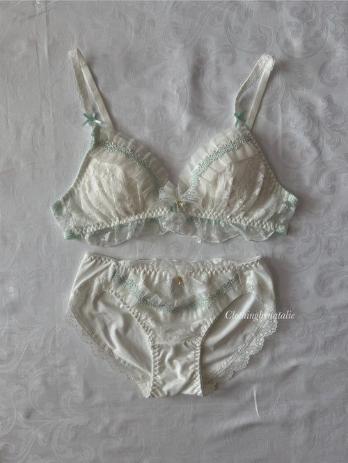 Japanese Mint Lace Bralette Set (New-S)