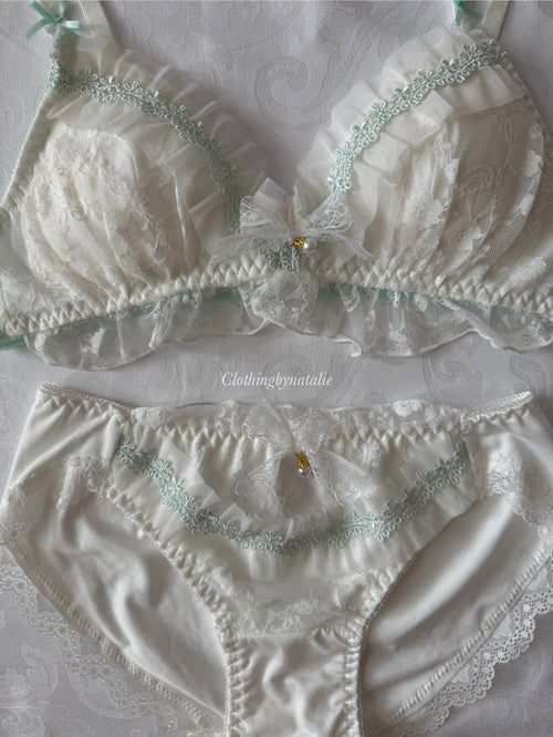 Japanese Mint Lace Bralette Set (New-S)