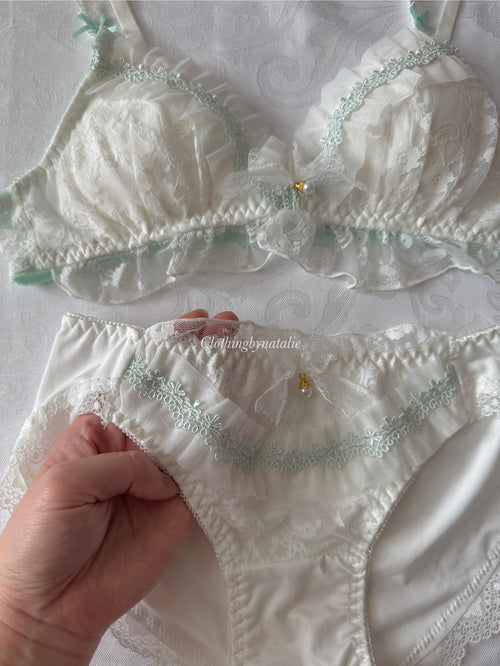 Japanese Mint Lace Bralette Set (New-S)