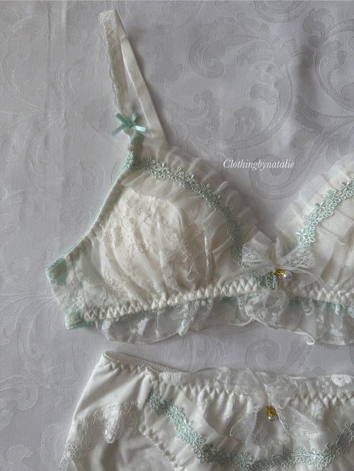 Japanese Mint Lace Bralette Set (New-S)