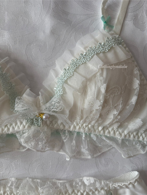 Japanese Mint Lace Bralette Set (New-S)